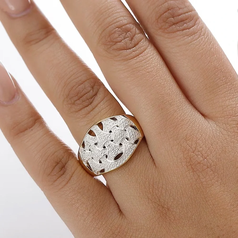 Karis Diamond Accent Fancy Ring in 18K YG Plated and Platinum Bond Size 8 - Picture 3 of 14